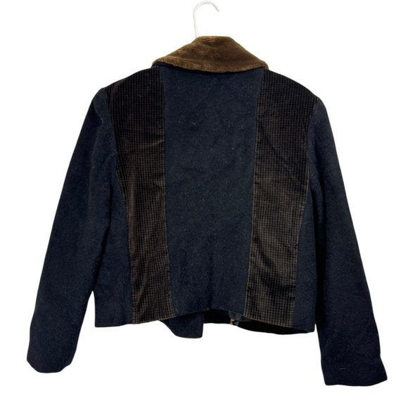 Vintage Y2k 90s Size Small Wool Mohair Blend Faux Fur Collar Cropped Blazer - Picture 2 of 7